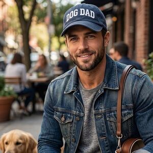 Dog Dad Navy Dad Hat Adjustable Strap Embroidered Baseball Cap Gift Idea Unisex